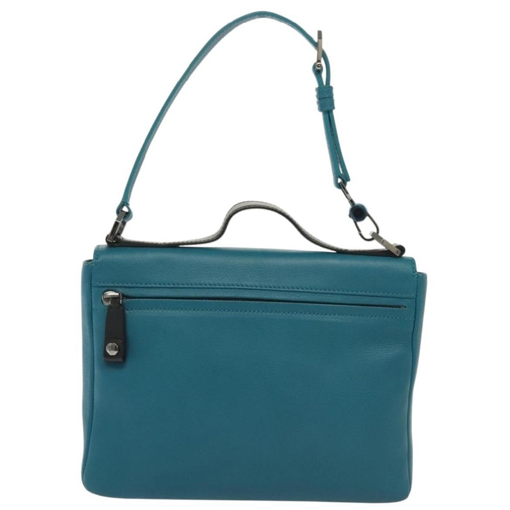 BVLGARI top handle Shoulder Bag Leather Turquoise Blue - Picture 2 of 14